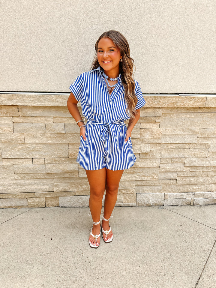 Blue Striped Romper