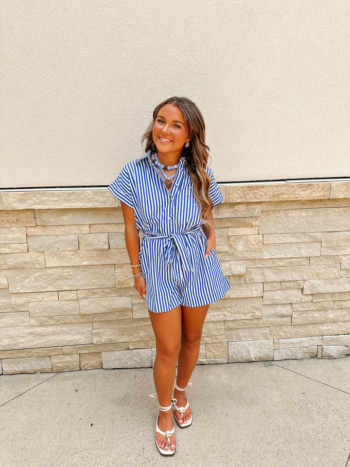 Blue Striped Romper
