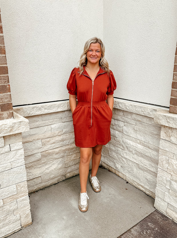 Running Errands Dress: Rust