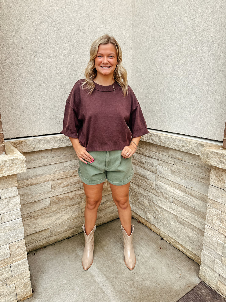 Your Favorite Knit Sweater Top: Brown