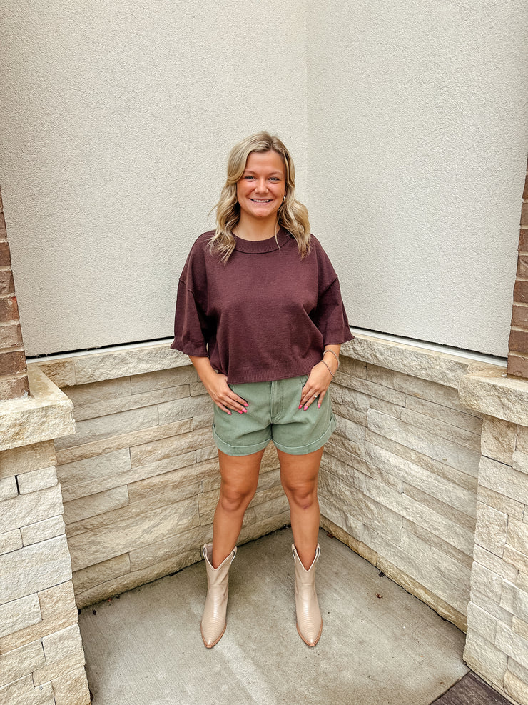 Your Favorite Knit Sweater Top: Brown