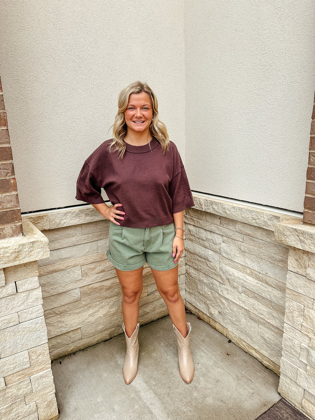 Your Favorite Knit Sweater Top: Brown