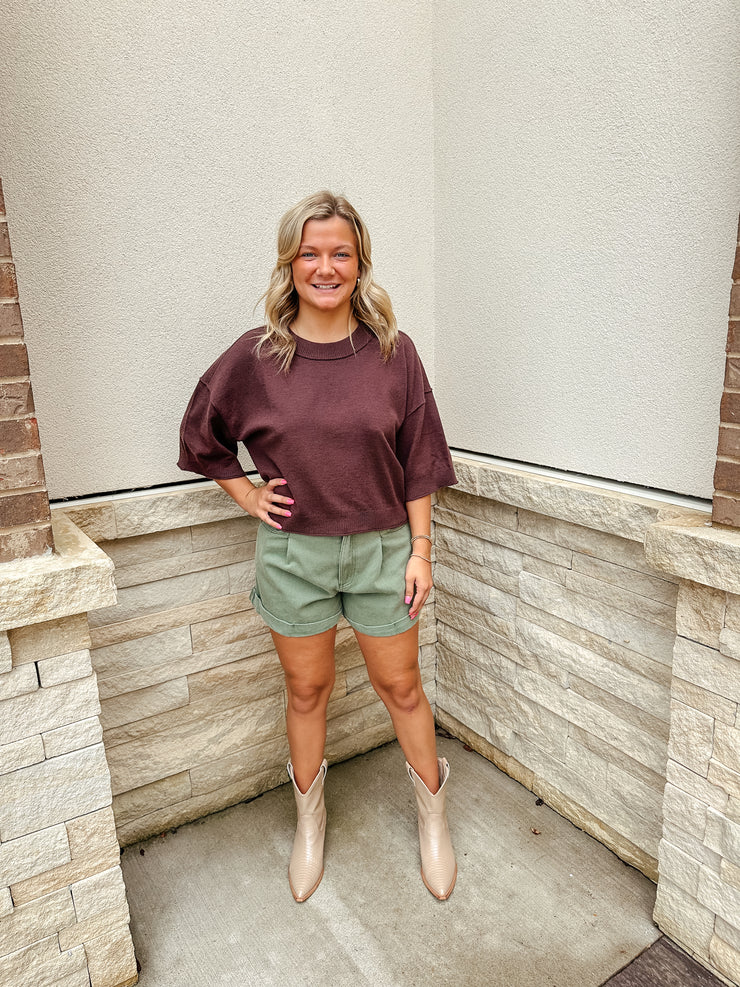 Your Favorite Knit Sweater Top: Brown