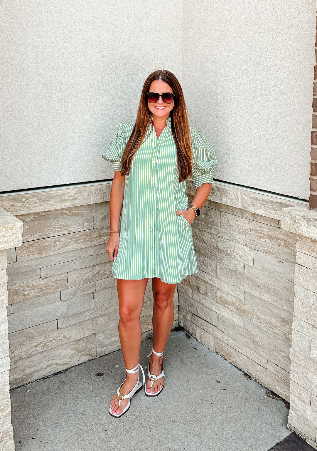 Sage Stripe Dress