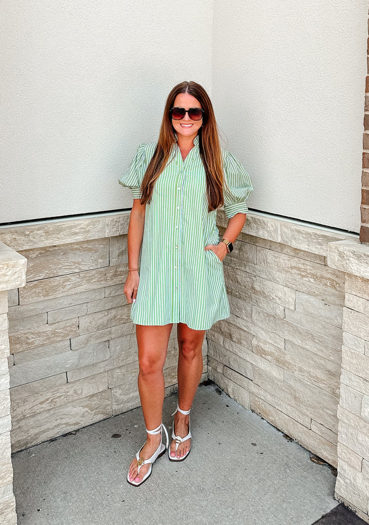 Sage Stripe Dress