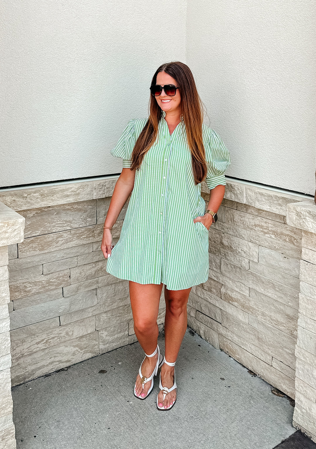 Sage Stripe Dress