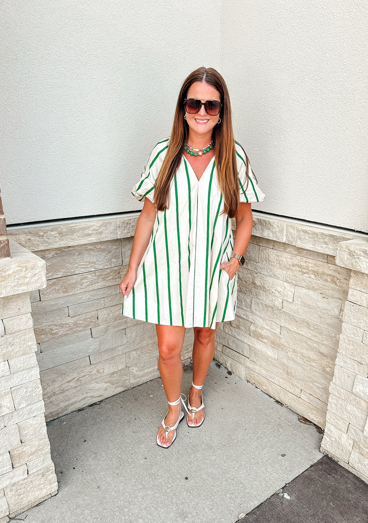 Kelly Green Stripe Dress