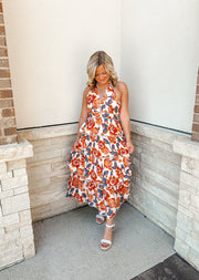 Floral print tiered maxi dress