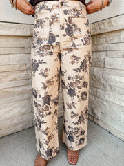 Floral Mid Rise Pants