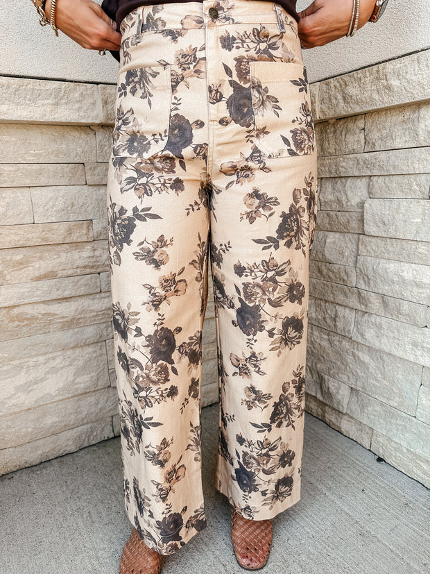Floral Mid Rise Pants