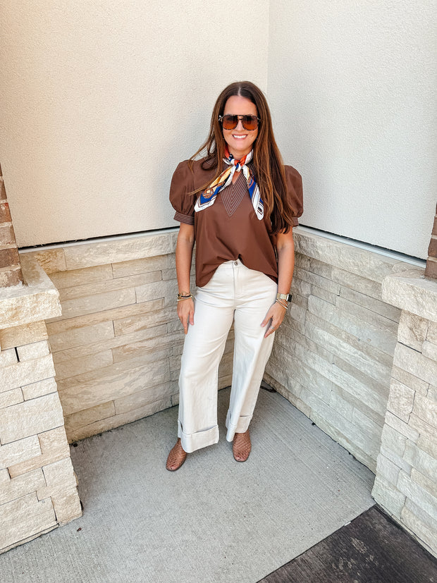 Solid Mid Rise Ankle Pants: Sand