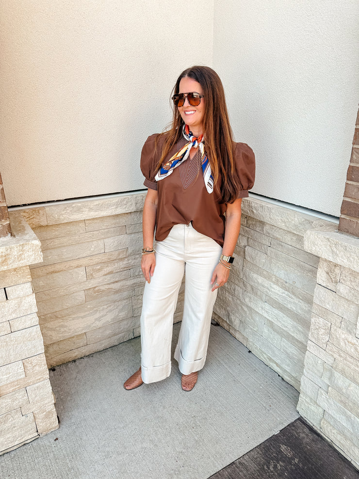 Solid Mid Rise Ankle Pants: Sand