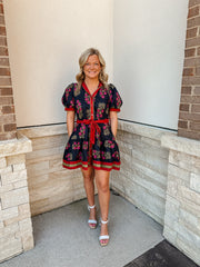 Sweet Floral Belted Dress