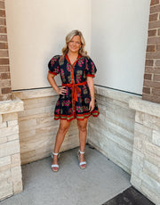 Sweet Floral Belted Dress