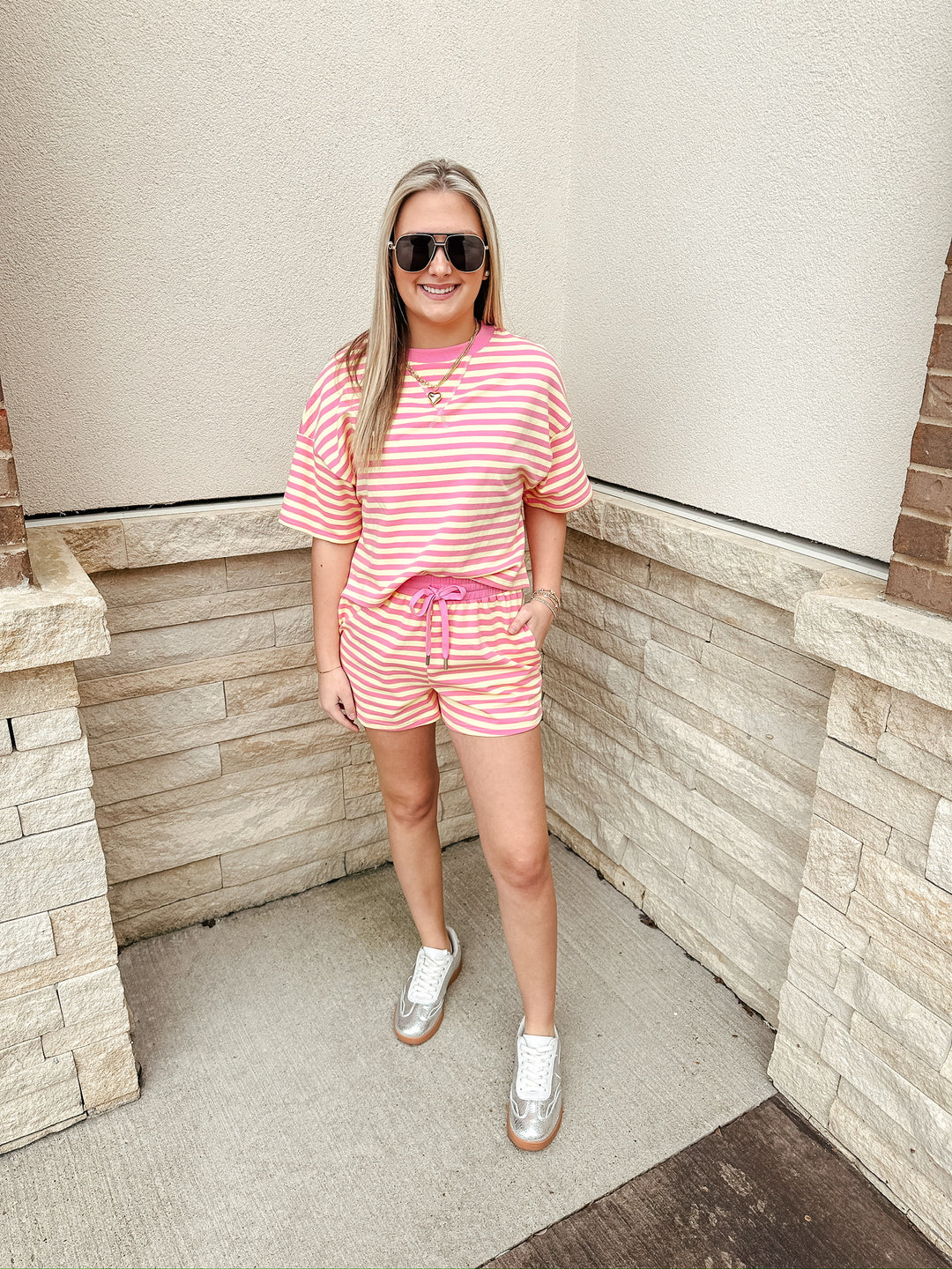 Terry Striped Pink Lemonade Tee