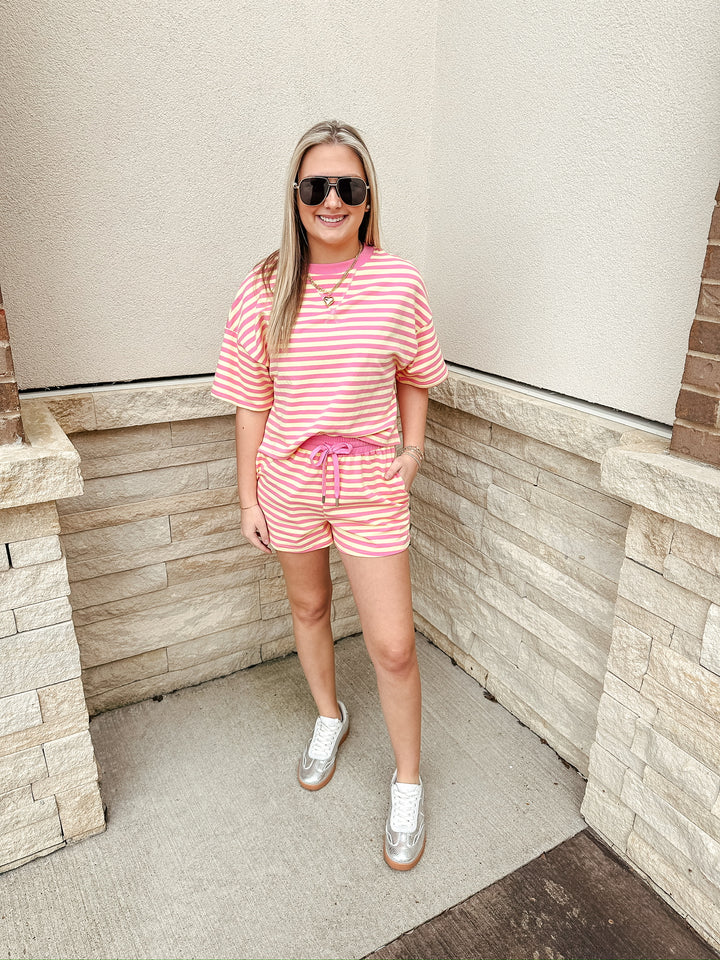 Terry Striped Pink Lemonade Tee