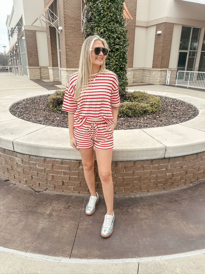Striped Short Set: Ruby