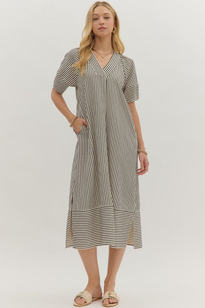 Connor Pinstripe Maxi: Black