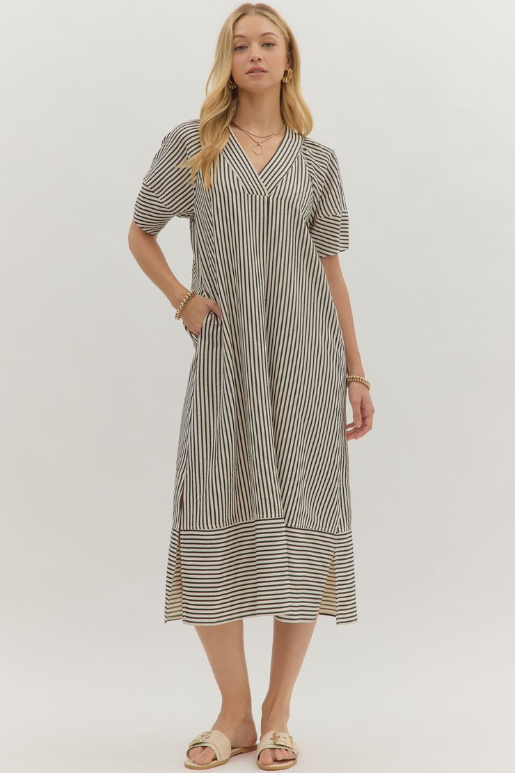Connor Pinstripe Maxi: Black