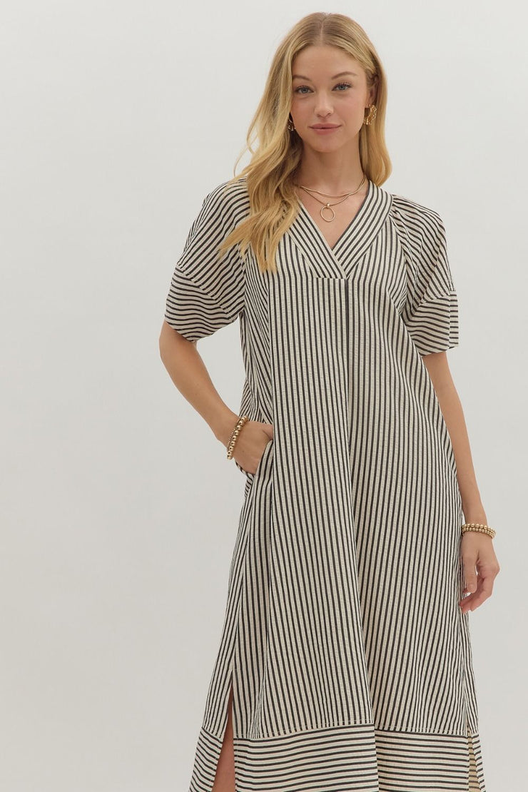 Connor Pinstripe Maxi: Black