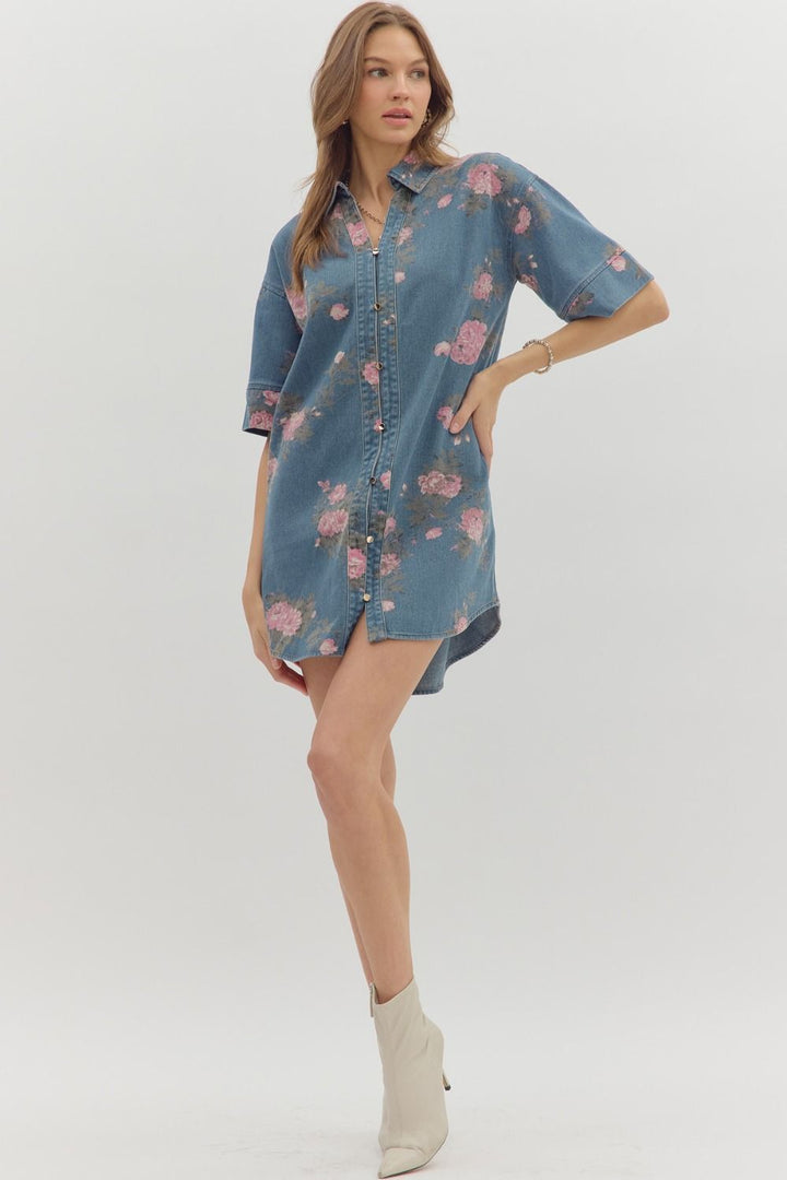 Denim Floral Dress