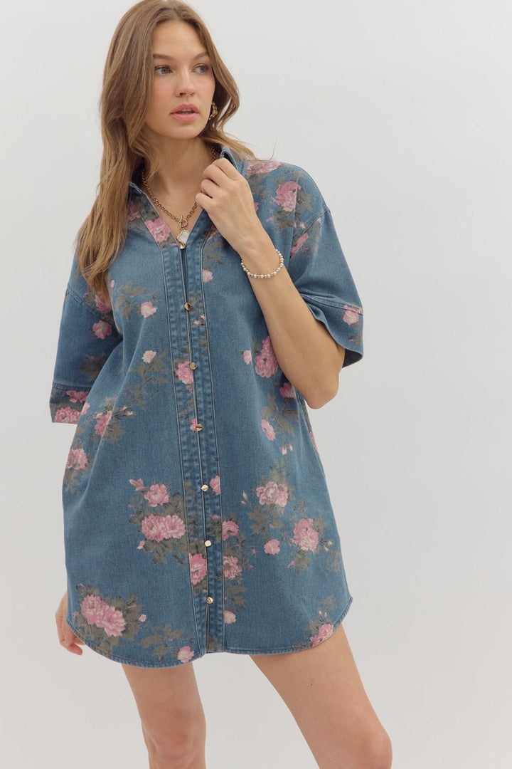 Denim Floral Dress