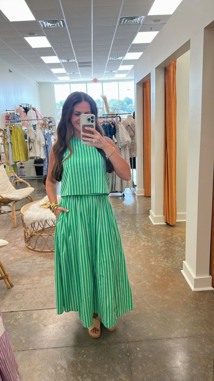 Emerald Summer Striped Crop Top