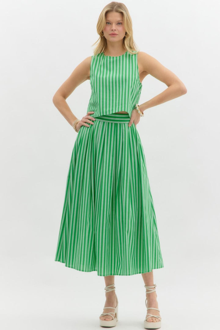 Emerald Summer Striped Crop Top