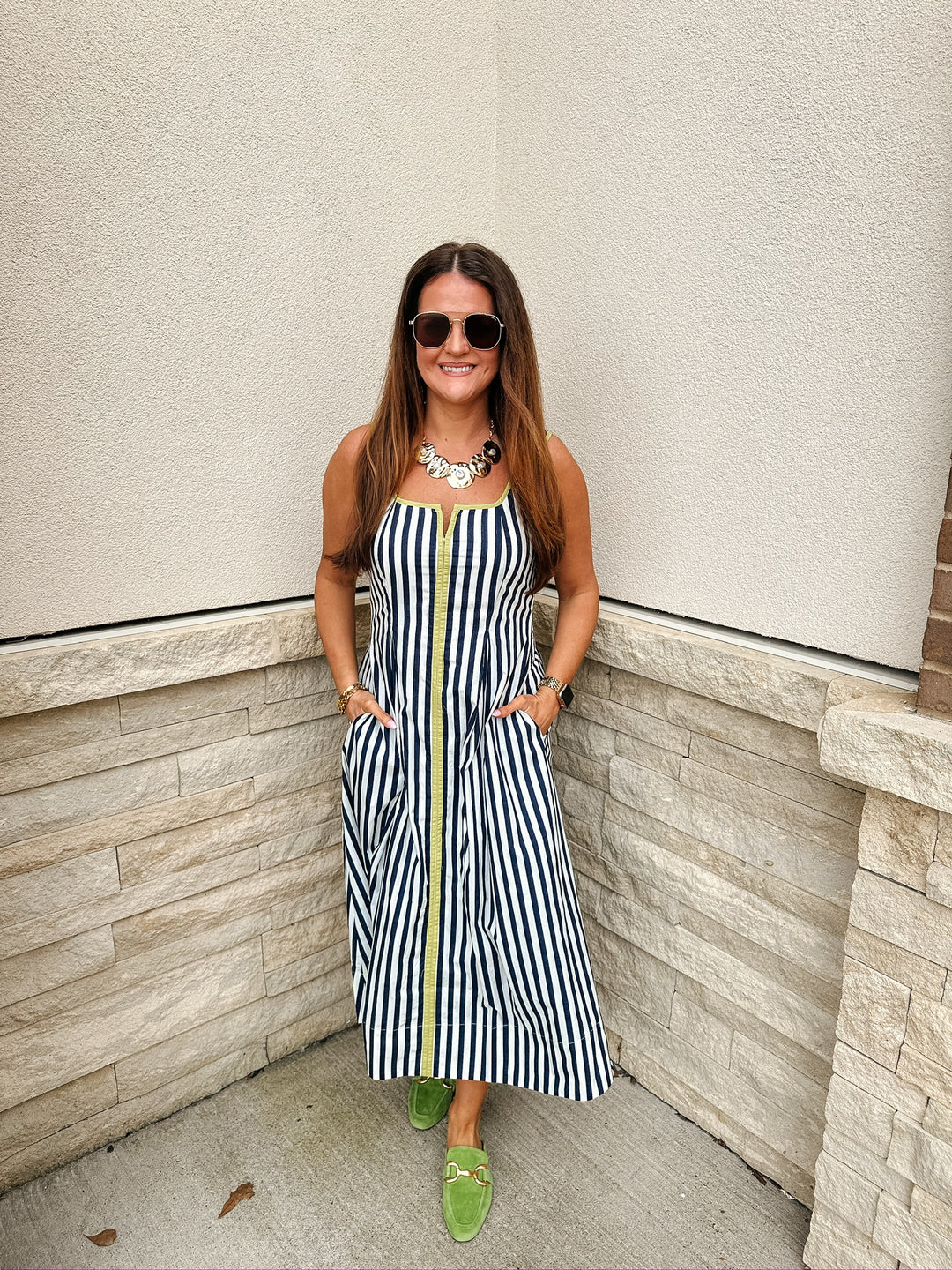 Navy Stripe Midi Dress
