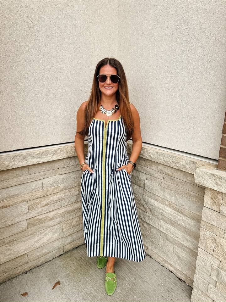 Navy Stripe Midi Dress