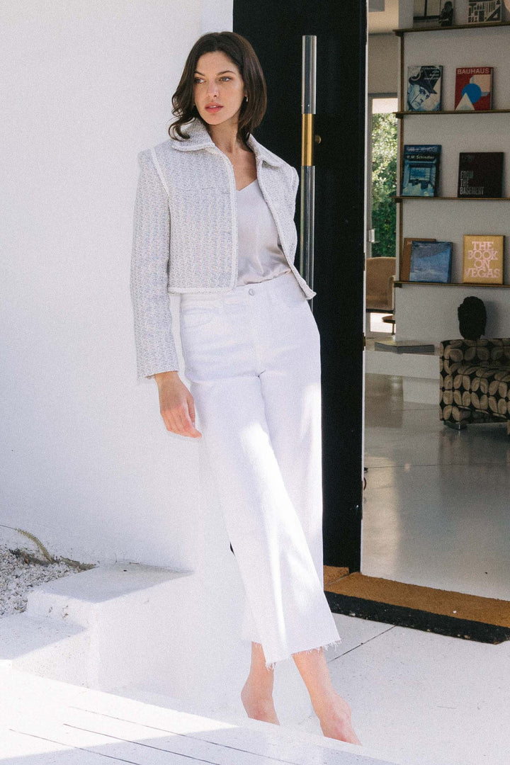 High Rise Crop Wide Leg: Optic White