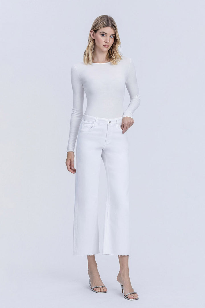 High Rise Crop Wide Leg: Optic White
