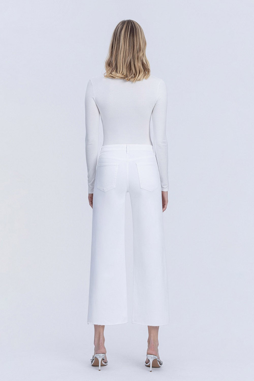 High Rise Crop Wide Leg: Optic White