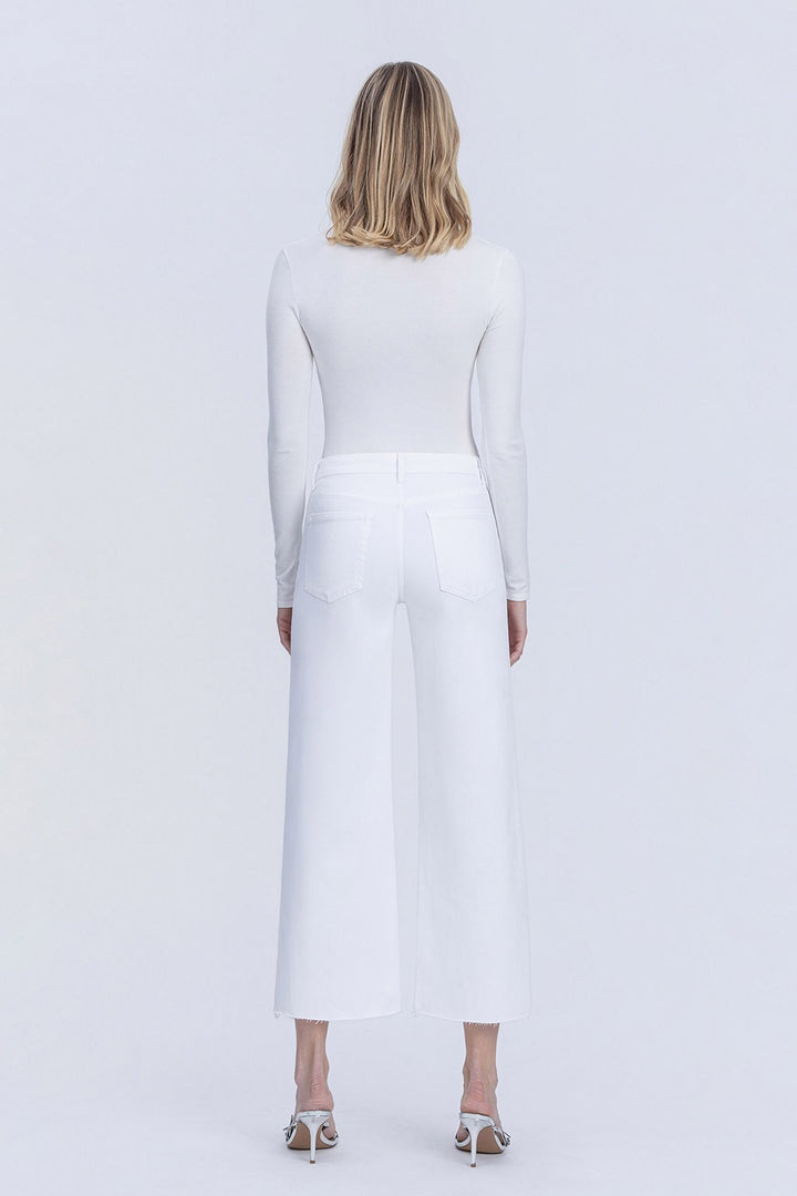 High Rise Crop Wide Leg: Optic White