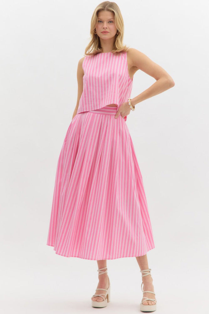 Pink Summer Striped Crop Top