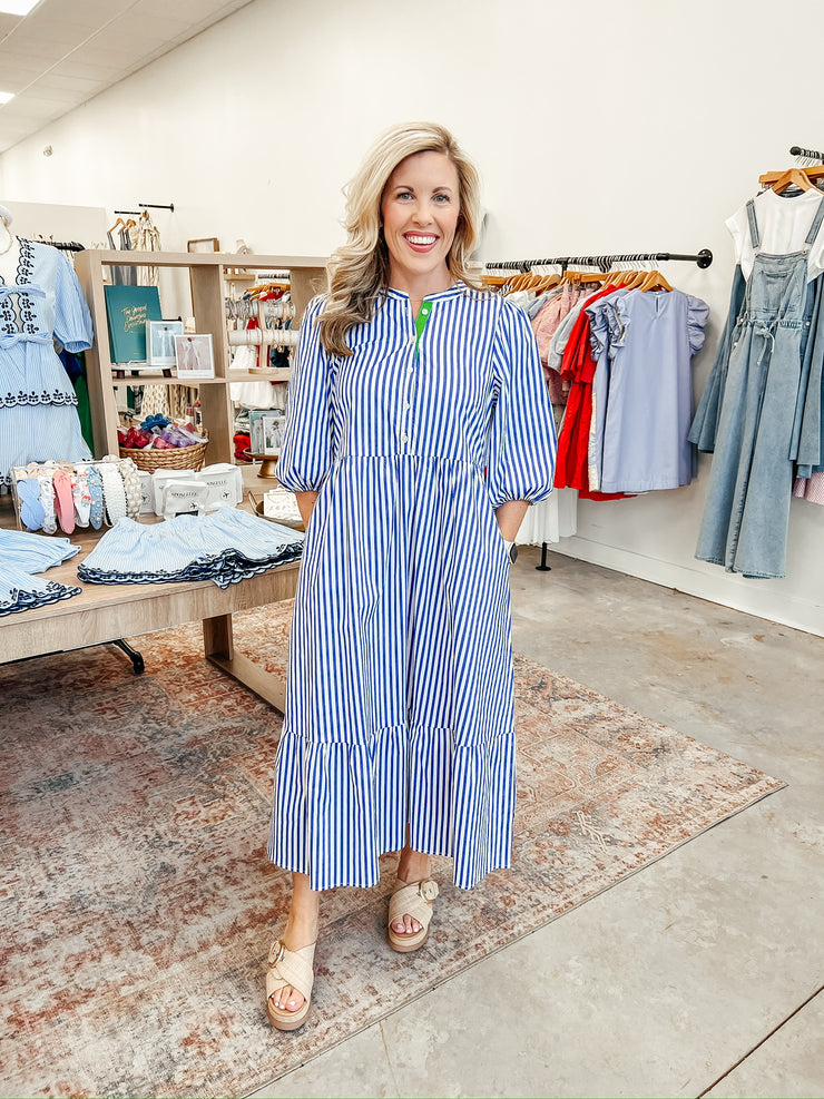 Riley Royal Stripe Maxi Dress