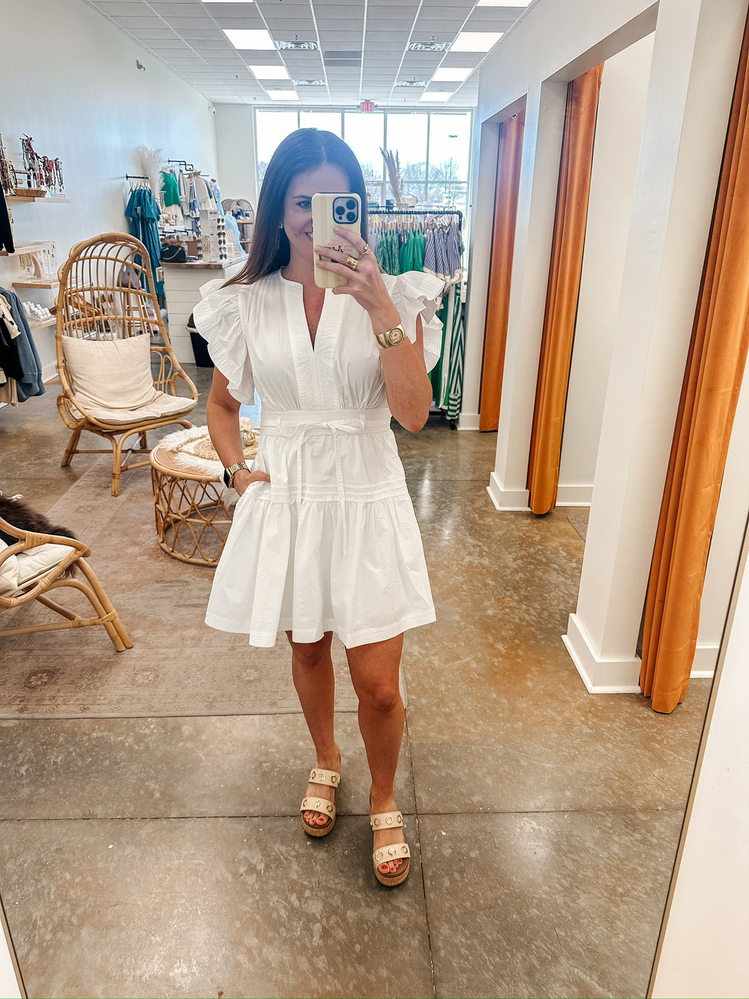 Poplin Mini Dress: Off White Poplin Mini Dress: Off White